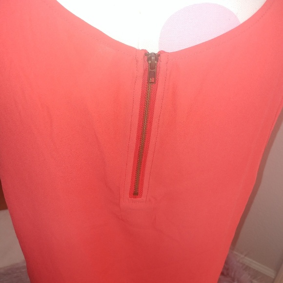 Xhilartion | summer neon vacation V neck zip back coral embroidered top XL - Picture 6 of 8